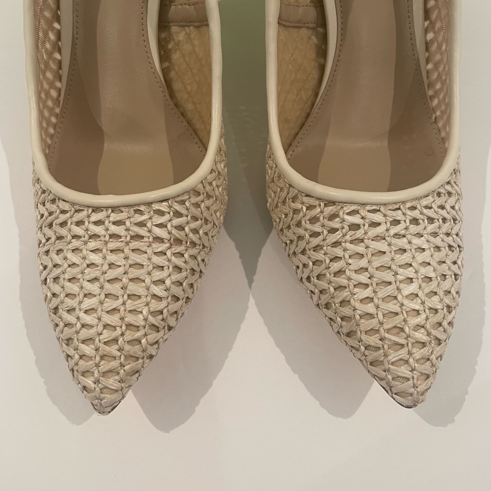 Sam Edelman Woven Pointed-Toe Pumps in Light Beige - Picture 2 of 12